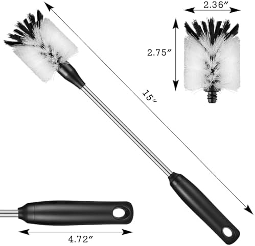 Bottle Cleaning Brush with 2 Replaceable Heads, 15 in, White - Image 4