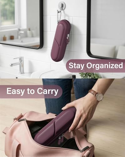 ProCase Toothbrush Travel Case for Oral-B/Oral-B Pro 1000 1500 5000 7000 7500 6000 9600/Philips Sonicare 4100 5100 1100 6100 5300 Oral-B iO Electric Toothbrush Portable Hard Container -Plum - Image 4