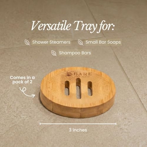 Bare Botanics Bamboo Bar Soap Holder (2pcs) | 3-in Slotted Natural Bamboo Tray for Shower Steamers | Cruelty-Free & Vegan - Image 5