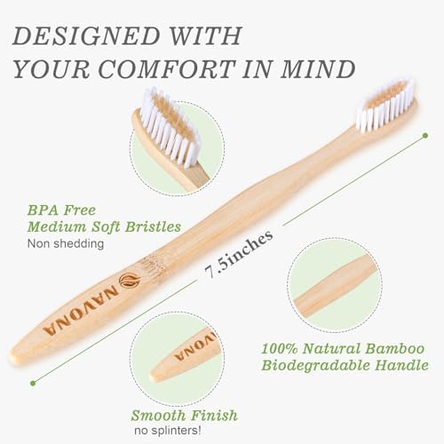 10 PCS Bamboo Toothbrushes Pack, Natural & Eco-Friendly Wooden Toothbrush - Image 4