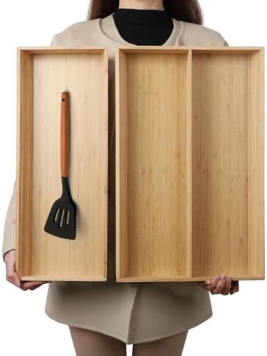 BAMOTTO CRAFTBAMBOO Long V-Shaped Bamboo Drawer Organizer Set of 2 by BAMOTTOCRAFTBAMBOO