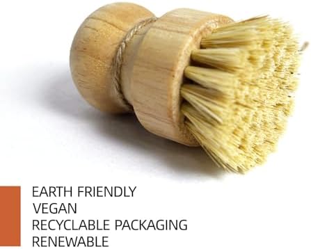 Bamboo Pot & Pan Cleaning Brush Set - 3 Pack Natural Dish Brushes Bamboo Scrub Dish Brushes, Durable Scrubber for Kitchen Pots, Pans, Vegetables & Fruit - Image 5