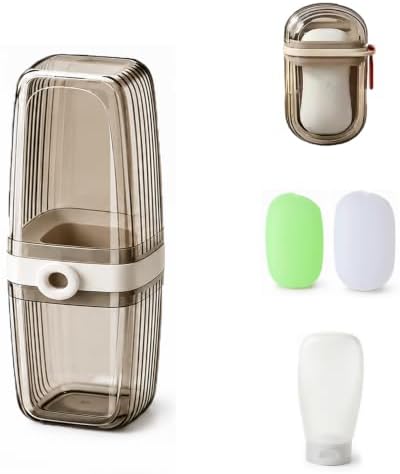 Toothbrush Travel Case Kit 6 in 1 Toothbrush Holder and Rinse Cup TSA Approved Portable Toiletry Organizer for Business Trip Traveling Gym Camping,Includes 2 Cups, Soap Case & 2 Brush Covers by CleanHomeHappyLife