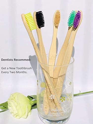 Bamboo Toothbrushes 10 Pack, Medium Soft Bristles BPA Free Biodegradable Bulk Wooden Toothbrush - Image 2