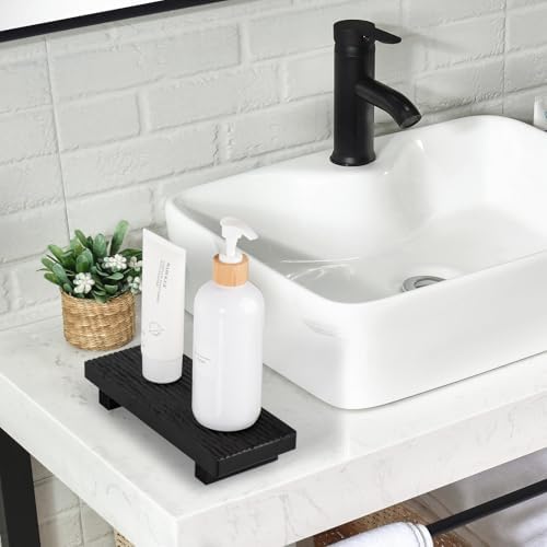 Bathroom Tray Farmhouse Decor Kitchen Soap Holder, 8.7" * 3.6" Black - Image 6