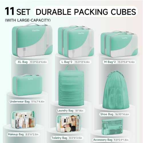 OlarHike 11 Set Packing Cubes for Travel,Gifts for Women Mom,Anti-Tearing Suitcase Organizer,with Over 1000 pcs Mesh Holes,Vacation Essentials & Accessories for Cruise Ship - Image 2