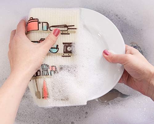 DII Swedish Dishcloths for Kitchen & Cleaning, Reusable, Machine Washable & Dishwasher Safe, Biodegradable, 7.75 x 6.75, Utensils, 3 Piece - Image 4