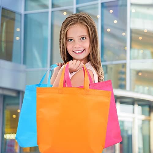 LOUHUA Reusable Gift Bag With Handles 22 Pcs Large Tote Bags Bulk 11 Colors for Shopping Groceries Birthday Party Favor Snacks DIY Painting Halloween Christmas Gift, 15 Inch ×13 Inch - Image 2