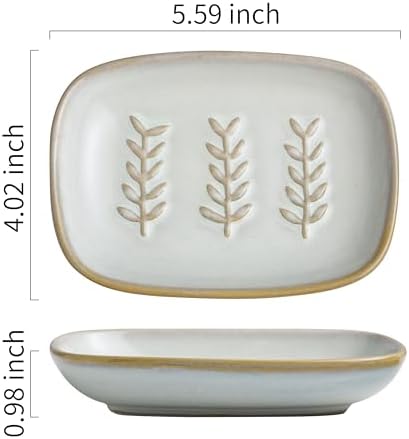 Miamolo Soap Dish Bar Cleaner Dish for Shower, Ceramic Soap Dishes for Large Soap Bar Shampoo or Sponge, Shower Soap Dish Soap Saver Tray for Bathroom Kitchen Sink, Easy to Clean - Image 2
