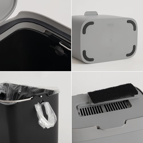 KAZAI. Compost Bin Kitchen 'Elin' | 1.2 GAL / 4.5L Countertop Compost Bin with Lid & Carbon Filter | Odor-Free, Dishwasher Safe, with Inner Bucket | Small Indoor Kitchen Composter | Stone-Gray - Image 6
