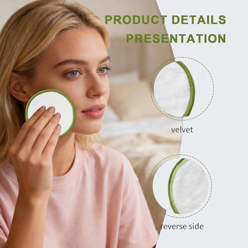 28 Pack Reusable Cotton Rounds with Washable Laundry Bag and Round Box|Travel Essentials for Skincare, Makeup Remover Pads and Storage|Reusable Makeup Remover Pads - Image 5