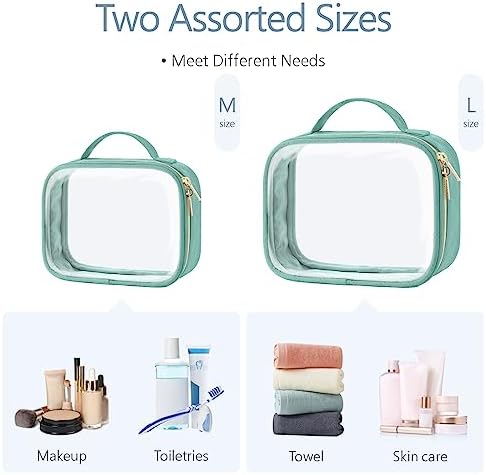 PACKISM Clear Makeup Bag Travel - TSA Approved Toiletry Bag, 2 Pack Green - Image 5