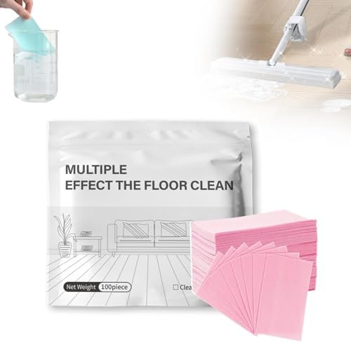 100 Count Multi-Surface Floor Cleaning Tablets, Upgraded Concentrated Dissolvable Cleaning Sheets for Hardwood, Laminate, Tile, Marble & RV Floors (Pink) by Unknown