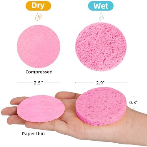 120-Count Compressed Facial sponges for Daily Facial Cleaning,Pink - Image 2