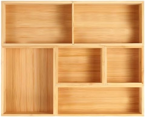 Fabsome Bathroom Drawer Organizer, Bamboo Box Bin for Junk Vanity Desk Makeup Drawer, Small Wooden Container Tea Storage Organization Tray for Kitchen Office, Set of 5 by Fabsome