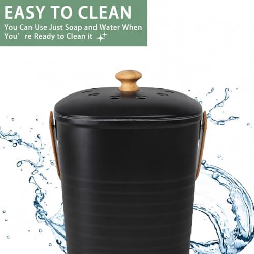 MUMTOP Compost Bin for Kitchen Countertop,1.4 Gal Bamboo Compost Container - Image 3