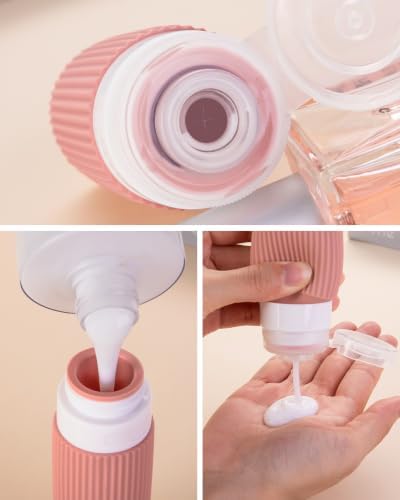 Mrsdry Travel Bottles for Toiletries 8 Pack, Tsa Approved Travel Size Toiletries 3 oz, Travel Containers for Toiletries, with Clear Bag, Leak Proof Silicone Squeezable Travel Essentials Creams Jars - Image 2