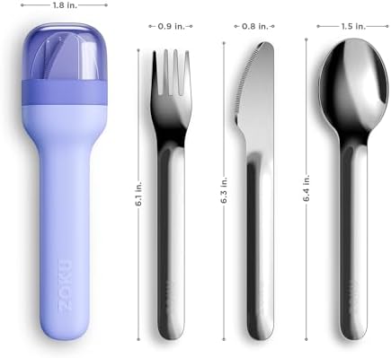 Zoku Pocket Utensil Set Stainless Steel Fork, Knife, and Spoon in Case Blue - Image 3