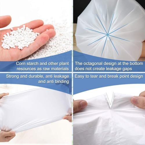 Small Trash Bags 1.2 Gallon, Biodegradable Gallon Waste Bag, Mini Compostable Strong Bathroom Wastebasket Can Liners Garbage Bags for Home Office Kitchen Fit 5 Liter 5L, 1 Gal, (120 Counts,White) - Image 6