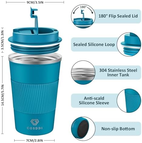 CS COSDDI 12 oz Coffee mug - Stainless Steel Coffee Cup with Leakproof Lid - Image 2