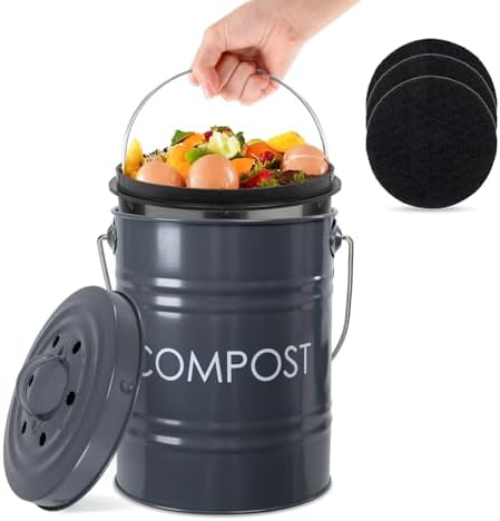 MUMTOP Compost Bin for Kitchen Countertop,1.3 Gal Metal Compost Container by MUMTOP