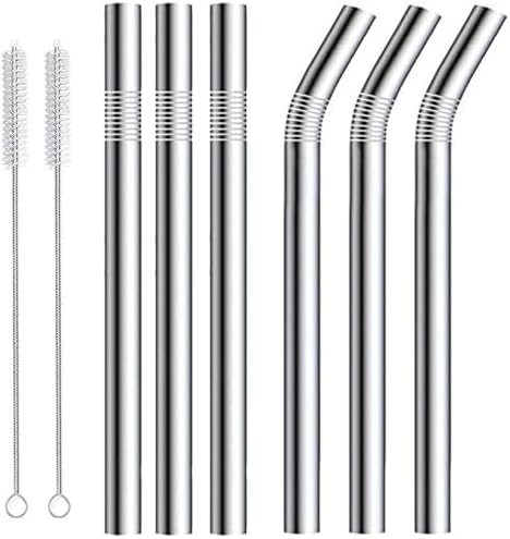 12" Stainless Steel Straws Replacement for 40 oz and 30 oz Cup Tumbler, 8 Pack Metal Straws Reusable with Cleaning Brush for 40 oz & Simple Modern Tumbler with Handle by FMUMIA