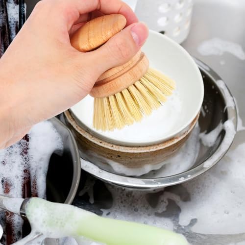 Dish Brush Wooden Handle with Natural Sisal Bristles - Image 7