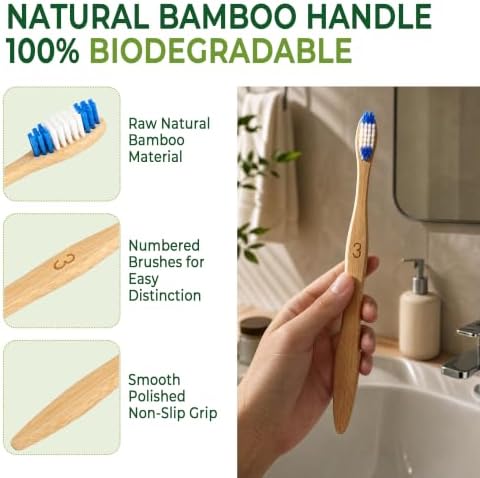 Bamboo Toothbrushes, Dual Bristle Soft & Medium, Deep Clean - Image 4
