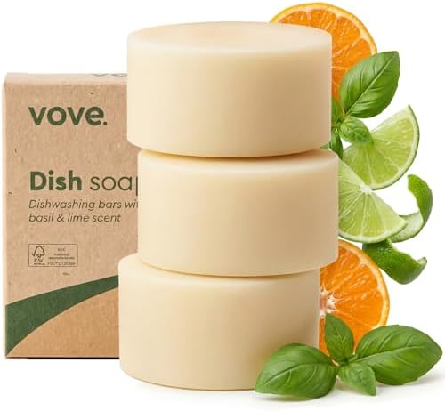 Vove Solid Dish Soap Bar 3 Pack, Coastal Citrus Mint, Plant-Based by Vove