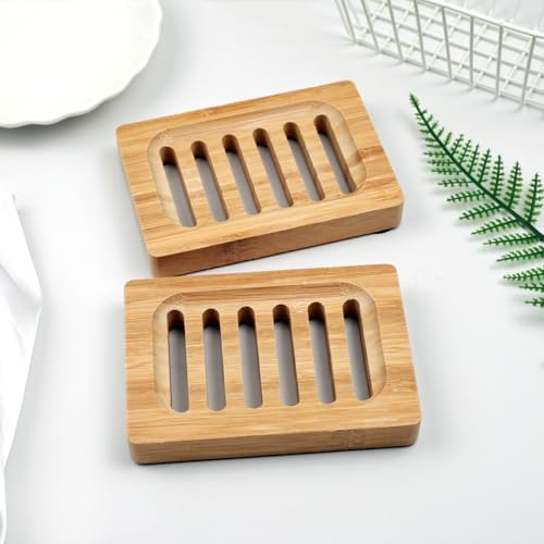 2-Pack Bamboo Wood Soap Dishes – Soap Draining Holders for Bathroom & Kitchen, Eco-Friendly - Image 7