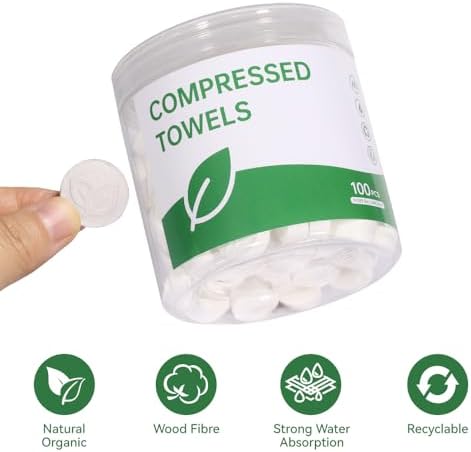 Compressed Towels - 100 Pack Compressed Cotton Hand Wipe, Portable Toilet Paper Tablets for Travel, Camping, Gym - Image 6