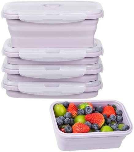 Collapsible Food Storage Containers with Airtight Lid & Vent Valve, 27 oz by CUISITOOL