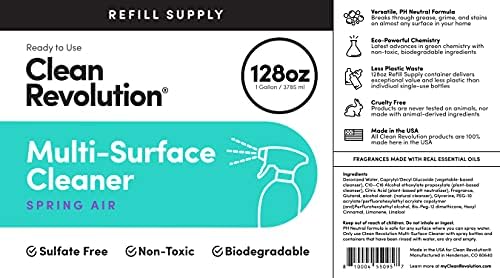 Clean Revolution Multi Surface Cleaner Refill Supply, Non-Toxic, Eco-Friendly & Plant-Based, Ready to Use, Spring Air, 128 Fl Oz (1 Gallon) - Image 4