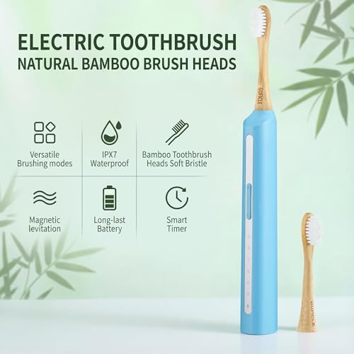 Sonic Electric Toothbrush with Bamboo Heads, Light Blue - Image 2