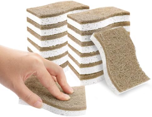 SetSail Natural Kitchen Sponges, 12 Pack Biodegradable Dish Sponges by SetSail