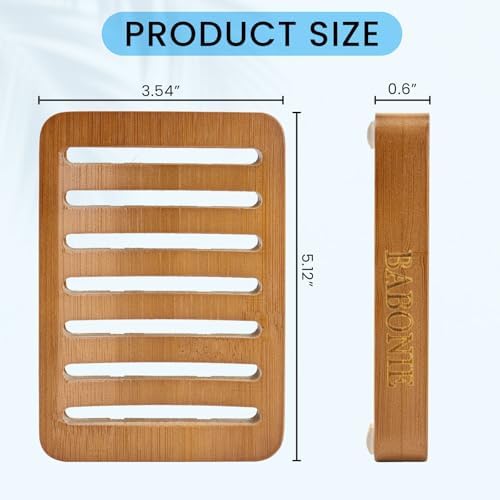 2 Pack FSC Bamboo Soap Holder, Slotted Self-Draining Dish, Acacia Style - Image 2