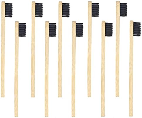 SEVENHEAD 10 PCS Kids Bamboo Toothbrushes Soft Bristles Wooden Toothbrushes, Natural Biodegradable BPA Free Eco Friendly Toothbrushes Black by SEVENHEADSPRODUCT