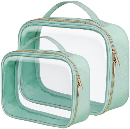PACKISM Clear Makeup Bag Travel - TSA Approved Toiletry Bag, 2 Pack Green by Packism