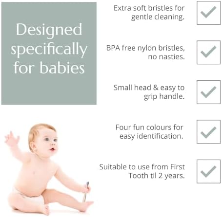 Wild & Stone Organic Baby Bamboo Toothbrushes | 4 Pack | Soft Bristles | 100% Compostable Handle | BPA Free | Vegan Baby Toothbrushes (Baby Blue) - Image 2