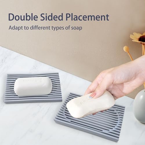 Aoheuo Modern Minimalist Soap Dish (1Pack),Drainage Silicone Soap Holder,5.5 Long by 3.15 Wide,0.55 inches high,Used for Kitchen,Bathroom,and Bar Sink(Incanus) - Image 5