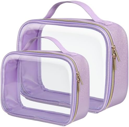 PACKISM Clear Makeup Bag Travel - TSA Approved Toiletry Bag, 2 Pack Purple by Packism