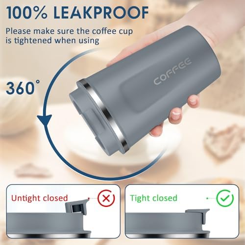 CS COSDDI 12 oz Coffee mug - Stainless Steel Coffee Cup with Leakproof Lid - Image 2