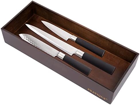 PRATIQUE Bamboo Drawer Organizer - Kitchen Utensil Organizer Silverware Tray Cutlery Holder，Office Desk Supplies and Accessories,15 * 5.9 * 2.6,Nut-brown by PRATIQUE