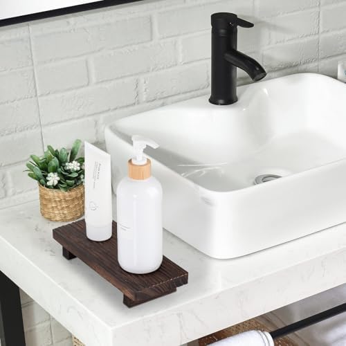 Bathroom Tray Farmhouse Decor Kitchen Soap Holder, 8.7" * 3.6" Dark Brown - Image 6