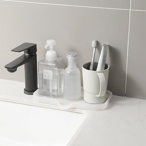 MicoYang Silicone Soap Dish with Drain Spout — Self-Draining Sink Organizer Tray for Bathroom & Kitchen, Sponges, Dispensers & Soap Holder, Non-Slip & Dishwasher Safe, Translucent (Medium, 9.6"×5.3") - Image 6