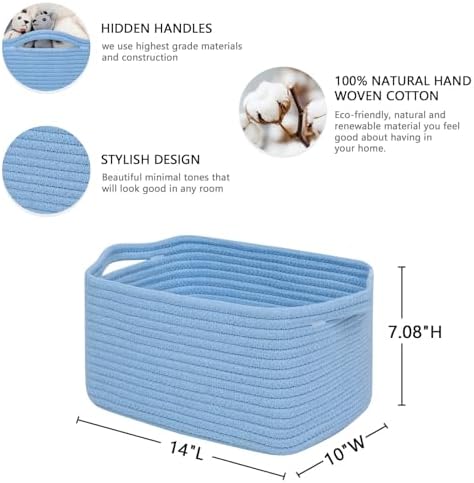 CubesLand Cube Storage Organizer Basket Bin, Cotton Rope Shelves Basket - Image 2