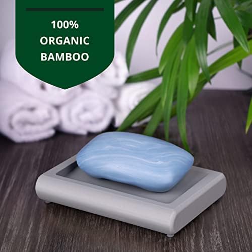 ROYAL CRAFT WOOD Bamboo Soap Dish - Self Draining Soap Holder for Bathroom, Shower, Kitchen Sink | Natural Non-Toxic Soap Tray (Gray) - 1 Pcs - Image 4