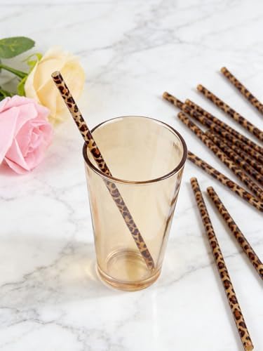 10 Pcs Reusable Leopard Straws Drinking Straw with Cleaning Brush - Image 4