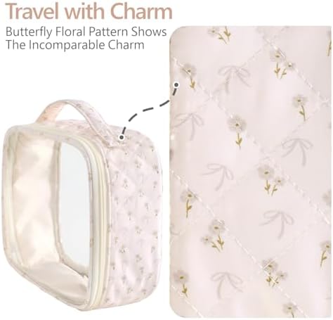PACKISM Clear Makeup Bag - TSA Approved Toiletry Bag, 2 Pink Ditsy Floral - Image 3