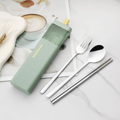 DEVICO Travel Utensils with Case, 4Pcs Korean Chopsticks Fork and Spoon Set - Image 4